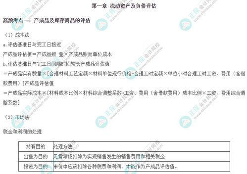 2023 资产评估实务一 高频考点 库存商品的评估